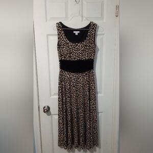 dressbarn Black and Gold Patterned Midi Dress